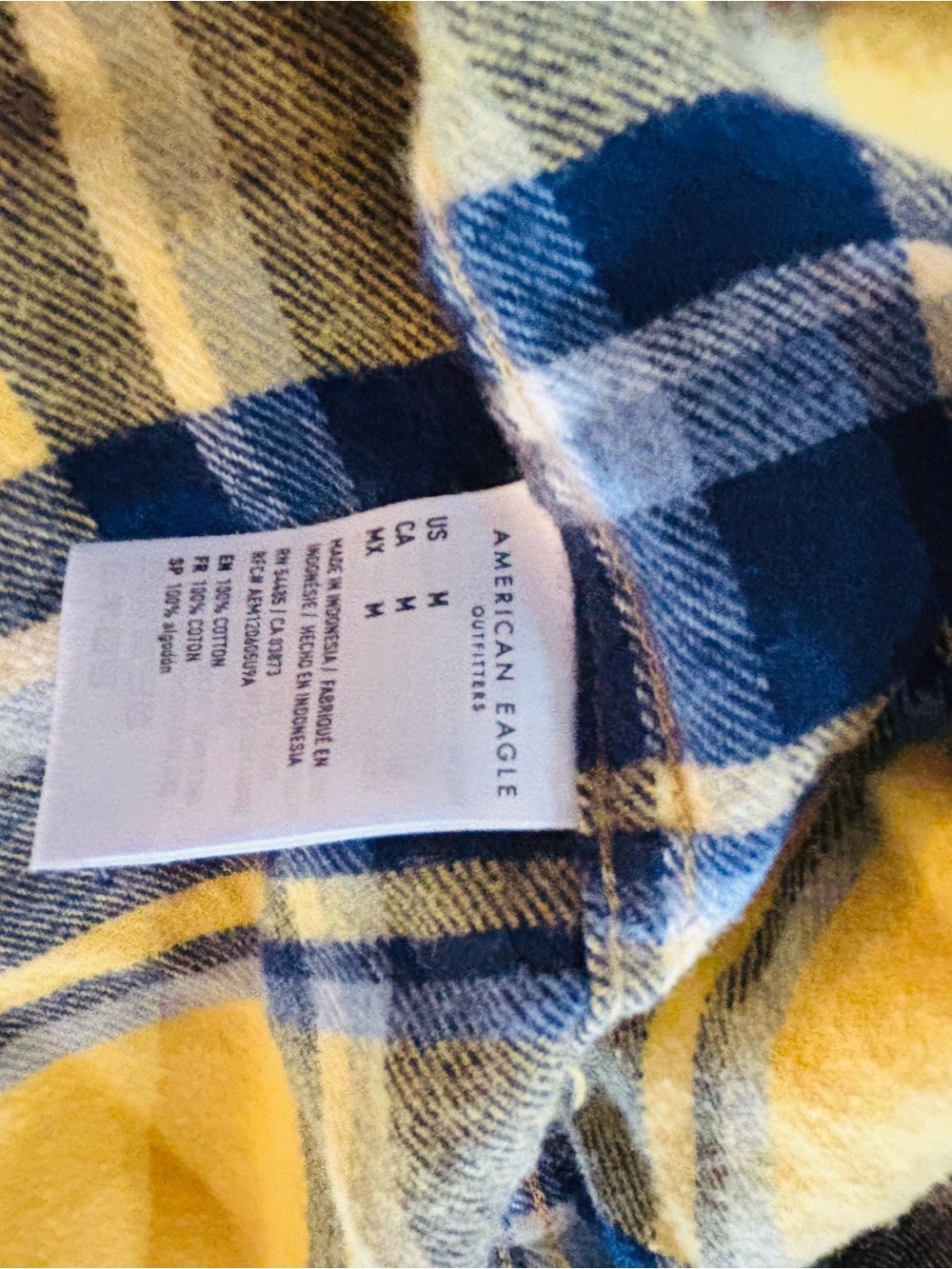 American Eagle Outfitters Yellow and Black Plaid Button-Down Shirt - Picture 5 of 5